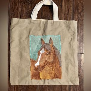 Tote. Embroidered horse. Canvas.  Unisex.